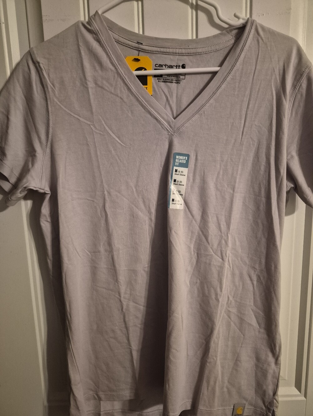 Womens Carhartt V-Neck Short Sleeve Shirt - Light Lavender